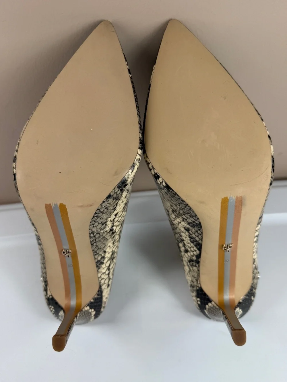 Sam Edelman Harlee Snakeskin Print Mule Heels Pointed Toe Pumps Size 10 NWOT